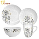 Simple Grey & Fake Gold Popular Flower Designs 24pcs of Dinner Set